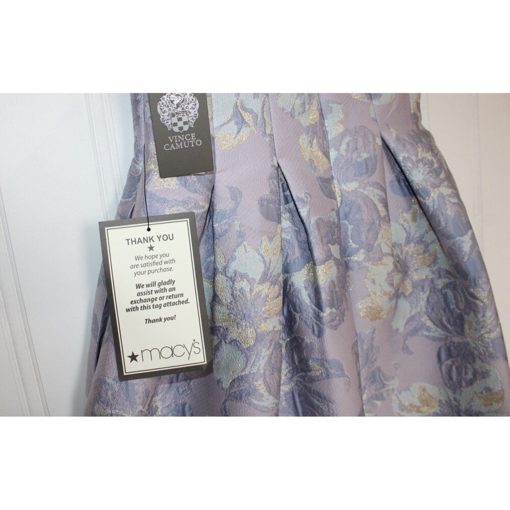 Vince Camuto Floral Jacquard Pleated Fit & Flare‎ Cocktail Wedding Guest Dress 0 - Picture 10 of 12